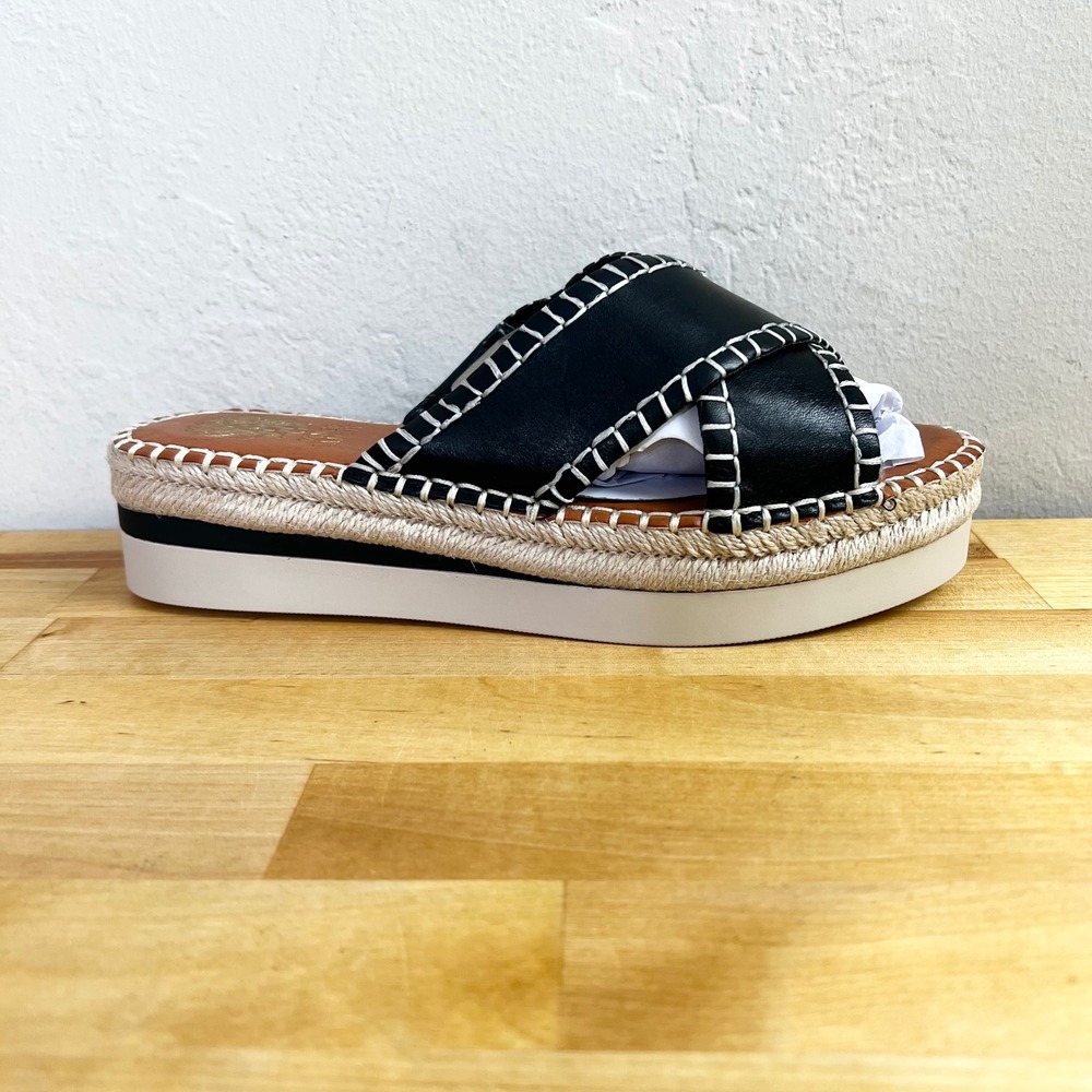 Vince Camuto Belinda Black Espadrille Slide Sandals Wide Width